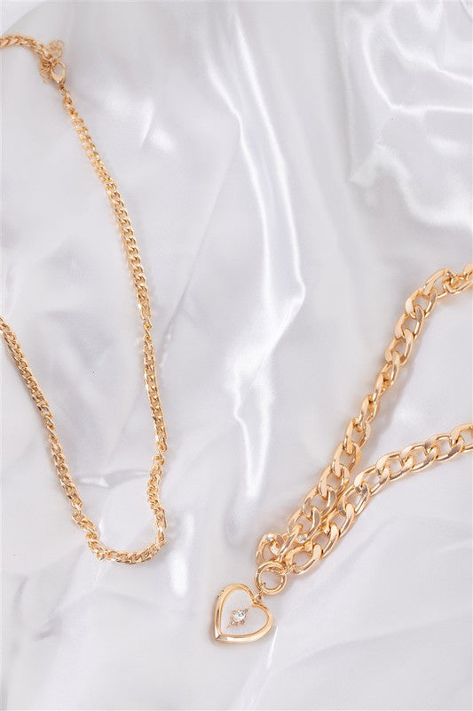 Pearl Heart Medallion Set Necklace